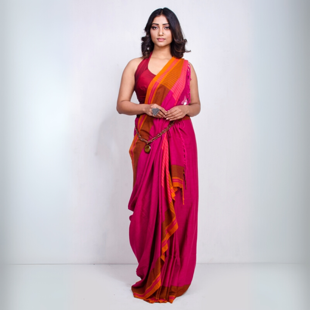 Hand Woven Cotton Saree with Blouse Piece